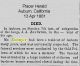 Death Notice for J. J. Zentmyer Death Notice for J. J. Zentmyer