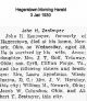 John Hockley Zentmyer Death Notice